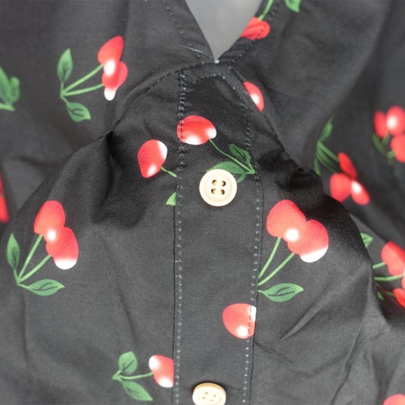 Shein Plus Cherry Print Button Front Peplum Blouse - Picture 3 of 3